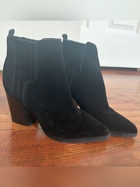 Marc Fisher Women’s Black Suede Ankle Boots - Block Heel